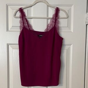 Express Lace Trim Magenta Cami Top